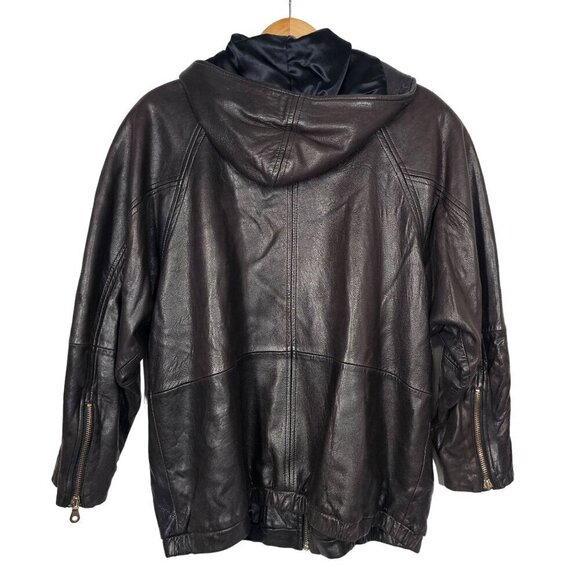 Andrew Marc Addition Geniune Leather Hoodie Jacket‎ Full Zip Brown Men's Medium - Picture 2 of 14